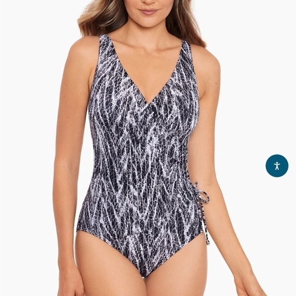 Miraclesuit Chevron Python Eclat One Piece Swimsuit Size 10 NWT - Picture 1 of 11